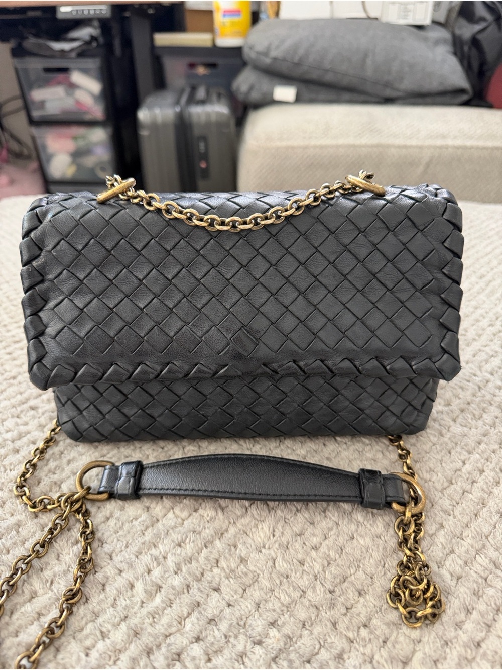 Bottega Veneta Black Olimpia Shoulder/crossbody bag Intrecciano lambskin leather